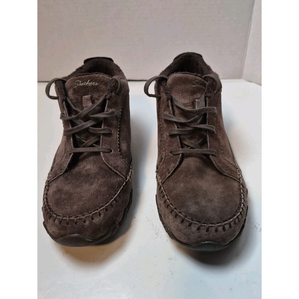 Skechers Relaxed Fit Women's Boots Size 7.5 Brown Suede Moccasin Lined Shoes